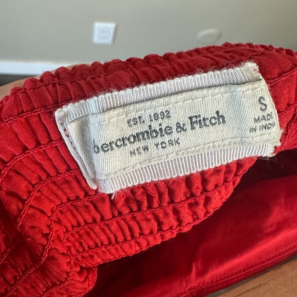 Abercrombie & Fitch Mini Strapless Dress Smocked Bold Cocktail Red Women's Small - Picture 2 of 5